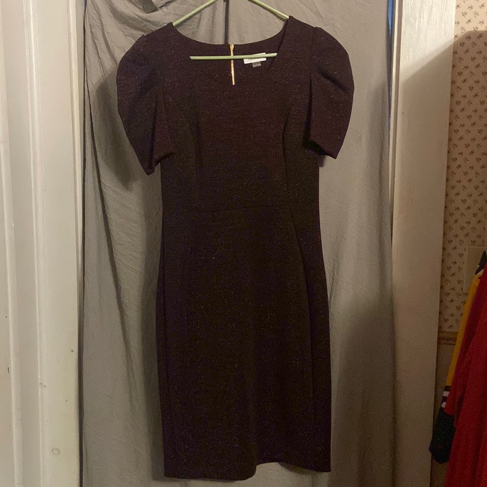 Calvin Klein Maroon/Deep purple Short Sleeze Dress with Sparkles.